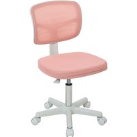Vinsetto Ergonomischer Bürostuhl ohne Armlehnen, Drehstuhl mit geschwungener Netzrückenlehne und Rollen, Höhenverstellbar, Für Schminktisch, Schlafzimmer, Rosa  – Ansicht 1