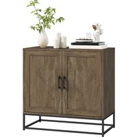 HOMCOM Sideboard Aufbewahrungsschrank im modernen Stil mit 2 Türen, verstellbares Regal - Sideboard für Ess- und Wohnzimmer, 80 x 40 x 78 cm, Naturholz Aosom – Ansicht 1