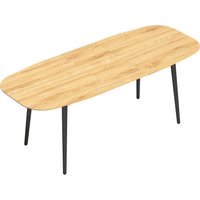 HOMCOM Esstisch Ausziehbar 160-200 x 80 cm Moderner Esszimmertisch für 6-8 Personen Rechteckiger Küchentisch mit Abgerundeten Kanten für Küche, Esszimmer, Eiche – Ansicht 1