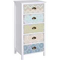 HOMCOM Kommode Schubladenkommode Schrank mit 5 Schubladen Shabby Chic Holz Bunt B46 x T34 x H97,5cm Aosom – Ansicht 1