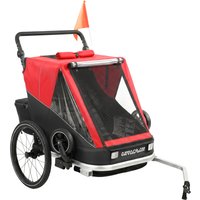 AIYAPLAY 2 in 1 Fahrradanhänger & Buggy 2-Sitzer Faltbar Kinderfahrradanhänger mit 5-Punkt Gurt Sicherheitsflagge Fahrrad Anhänger für Kinder ab 12 Monaten max.