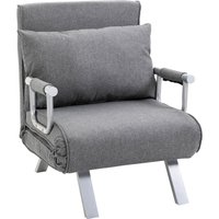 HOMCOM Schlafsofa mit Armlehne 65x69x80cm 3-in-1 Schlafsessel, Gästebett, Chaiselongue, leinenartiges Polyester, Grau Aosom – Ansicht 1