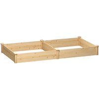 Outsunny Hochbeet aus Holz, Urbanes Hochbeet zum Pflanzen, Außen-Pflanzkasten mit Trennwand und offenem Boden, DIY-Anstrich, für Garten, Terrasse, 235x121x26 cm – Ansicht 1