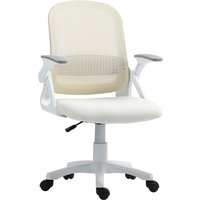 HOMCOM Bürostuhl Ergonomischer Schreibtischstuhl mit aufklappbarer Armlehne, Lendenwirbelstütze Höhenverstellbarer Drehstuhl mit Wippfunktion, Netzbespannung, C – Ansicht 1