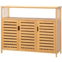 HOMCOM Buffet Aufbewahrungsschrank aus Bambusholz mit 3 Türen und Regalen - 100 x 35 x 82 cm Aosom