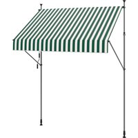 Outsunny Sonnensegel 2x1,2 m mit Kurbelarm, Sonnenschirm für den Außenbereich aus Aluminium und 180g/㎡ Polyesterstoff, für Garten, Balkon und Terrasse, Grün und – Ansicht 1