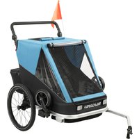 AIYAPLAY 2 in 1 Fahrradanhänger & Buggy 2-Sitzer Faltbar Kinderfahrradanhänger mit 5-Punkt Gurt Sicherheitsflagge Fahrrad Anhänger für Kinder ab 12 Monaten max.