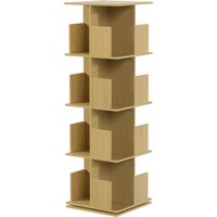 HOMCOM Drehbares Bücherregal 360° mit 4 Ebenen, Regal mit 16 Fächern, Aufbewahrung für Wohnzimmer, Büro, Schlafzimmer, 39 x 39 x 128,3 cm, Eiche Aosom – Ansicht 1