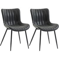 HOMCOM 2er-Set Esszimmerstühle, moderne Küchenstühle mit synthetischem Bezug, gesteppte Optik und Metallbeine, für Wohnzimmer, Esszimmer, Schlafzimmer, schwarz  – Ansicht 1