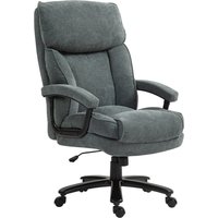 HOMCOM Bürostuhl, Ergonomisch Schreibtischstuhl mit Wippfunktion, Leinenoptik, Höhenverstellbar PC Stuhl mit Drehfunktion, Dicke Kissen, bis 200 kg belastbar, f – Ansicht 1
