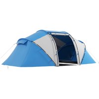 Outsunny Campingzelt Familienzelt Tunnelzelt mit 2 Schlafkabinen 4-6 Personen Blau L430 x B240 x H170cm Aosom