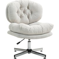 HOMCOM Bürostuhl ohne Armlehnen, Schreibtischstuhl mit breiter Sitzfläche, Ergonomisch höhenverstellbarer Drehstuhl mit Leinenoptik, Schneidersitz-Stuhl für Hom – Ansicht 1