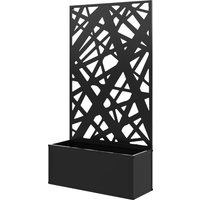 Outsunny Blumenkasten mit Gitter, Sichtschutz Paravent, Metall Blumenkasten für den Innen- und Außenbereich, Balkon Terrasse Garten, 61x23x113 cm, Schwarz Aosom – Ansicht 1