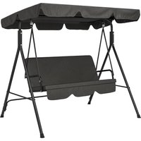 Outsunny Hollywoodschaukel 3-Sitzer Gartenschaukel mit verstellbarem Dach, stabile Stahlkonstruktion, Schwarz, 172 x 110 x 153 cm für Garten & Terrasse Aosom.de – Ansicht 1