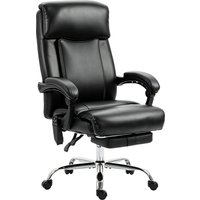 HOMCOM Massage-Bürostuhl mit Vibrations- und Heizfunktion, ergonomischer PU-Bürostuhl, höhenverstellbar, neigbare Rückenlehne, ausziehbare Fußstütze, synchronis – Ansicht 1
