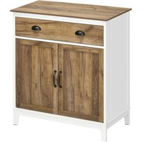 HOMCOM Mobile Multiuso in Truciolato mit Schrank und Schublade im rustikalen Stil, 78,5x39x89,4cm, Weiß Aosom – Ansicht 1