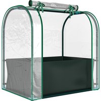 Outsunny Mini-Gewächshaus mit Pflanztasche, tragbares Mini-Gewächshaus 68 x 50 x 70 cm, Rolltür, für Garten, Balkon, Patio, Terrasse, dunkelgrün Aosom – Ansicht 1