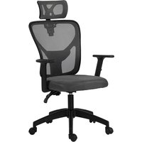 Vinsetto Ergonomischer Bürostuhl mit verstellbarer Kopfstütze, höhenverstellbar 106-116 cm und neigbarer Rückenlehne, drehbarer Schreibtischstuhl mit Netzrücken – Ansicht 1