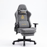 ANDYOU Vintage PU Leather Ergonomic Gaming Chair.Grey – Ansicht 1