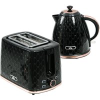 HOMCOM Wasserkocher Toaster Set 2200 W 1,7L Wasserkocher, 2 Scheiben Toaster, 7 Bräunungsstufen, Aufwärmen und Auftauen, Frühstück-Set mit Kalkfilter & Krümelfa