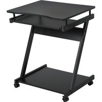 HOMCOM Schreibtisch Computertisch Z-Form mit 4 Rollen, stabil & platzsparend, mit Tastaturablage, 60 x 48 x 73 cm, Schwarz aus Spanplatte & Metall Aosom.de – Ansicht 1