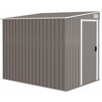 Outsunny Metall Gerätehaus 2,81m² 154x206,5x181 cm Geräteschuppen mit Pultdach Fundament Schiebetür wetterfest Gartenhaus Outdoor Garten Schuppen Schrank für Hi