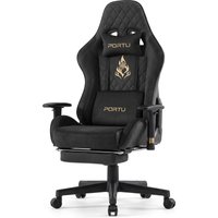 ANDYOU Breathable Gaming Chair with Footrest, Adjustable and Rotating, Black – Ansicht 1