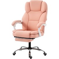 HOMCOM Ergonomischer Bürostuhl, Neigbarer Bürostuhl aus haustierfreundlichem Kunstleder, höhenverstellbar, hoher Rücken, Fußstütze, dicke Polsterung, 360° drehb – Ansicht 1
