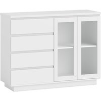 HOMCOM Küchenschrank, 2-türiger Schrank mit Soft-Close und gehärtetem Glas, Buffet mit 4 Schubladen und verstellbaren Böden, für Wohnzimmer und Esszimmer, 120x4 – Ansicht 1