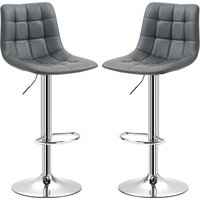 HOMCOM Set 2 Barhocker aus Kunstleder mit Rückenlehne, Drehbare Küchen- und Wohnzimmerhocker mit Fußstütze, 42x45x89-110cm, Grau Aosom – Ansicht 1
