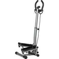 HOMCOM Stepper mit höhenverstellbarem Griff, rutschfesten Griffen und Elastikbändern, Step-Fitness mit LCD-Monitor für Zuhause und Fitnessstudio, Schwarz und Si