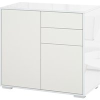 HOMCOM Standschrank Aufbewahrungsschrank Mehrzweckschrank Aktenschrank Kommode 2 Schublade 2 Türen E1 Spanplatte Weiß 79 x 36 x 74 cm Aosom – Ansicht 1