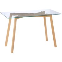 HOMCOM Esstisch Glas Küchentisch 120 x 60 cm Esszimmertisch für 4 Personen Moderner Tisch mit Stahlbeine für Esszimmer, Küche, kleine Räume Transparent Aosom – Ansicht 1