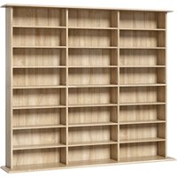 HOMCOM Aufbewahrung für CDs und DVDs, Multimedia-Regal, Max. Kapazität 1032 CDs/594 DVDs & Blu-ray, 24 Fächer und 18 verstellbare Böden, für Wohnzimmer, Schlafz – Ansicht 1
