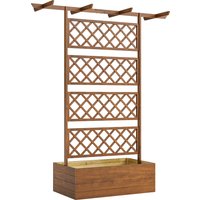 Outsunny Hochbeet mit Rankengitter Holz Gartenbeet mit Dach, Pflanzbeet für Kletterpflanzen, Frühbeet für Garten, Balkon, 160 x 55 x 183 cm Orange Aosom – Ansicht 1