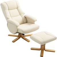 HOMCOM Relaxsessel mit Fußstütze Relaxstuhl drehbar 360° und Neigung verstellbar TV-Sessel Tragkraft bis 120 Kg für Wohnzimmer, Schlafzimmer, Büro, Creme Aosom – Ansicht 1