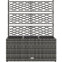 Outsunny Hochbeet mit Gitter für Kletterpflanzen, erhöhtes Beet mit 3 Innen-Töpfen, Stahl- und Rattan-PE-Struktur, 84x30x107cm, Grau Aosom – Ansicht 1