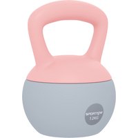 SPORTNOW Kettlebell 12 kg, Soft-Kettlebell mit Metallsandfüllung und rutschfestem Griff, für Training und Bodybuilding zu Hause, Fitnessstudio, Altrosa und Grau