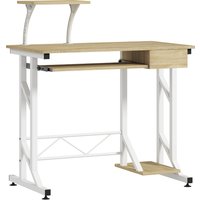 HOMCOM Schreibtisch mit Tastaturauszug und Schublade, Computertisch für Büro 90x50x100 cm Eiche Aosom – Ansicht 1