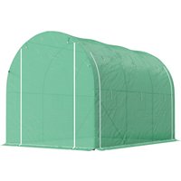 Outsunny Garten-Gewächshaus 6 m² 3 x 2 m mit 1 Tür + 2 aufrollbaren Seitenwänden mit Reißverschluss, 6 Fenstern, verzinktem Stahl PE Hochdichte 140 g/m² Anti-UV – Ansicht 1