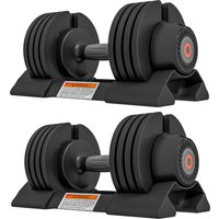 SPORTNOW Set 2 Verstellbare Hanteln mit Hantelablagen und rutschfester Griff, Hanteln aus Stahl und ABS, 33x16x16 cm, Schwarz Aosom – Ansicht 1