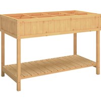 Outsunny Pflanztisch Hochbeet Pflanztisch Blumenkasten Anzuchttisch 8 Fächer mit Abfluss Ablage Tanne Massivholz Naturholz 110 x 46 x 76 cm Aosom – Ansicht 1