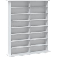 HOMCOM Medienregal, 8 Ebenen, DVD-Regal mit 12 verstellbaren Böden, 16 Fächer, für 720 CDs/396 DVDs/396 Blu-rays, Weiß Aosom – Ansicht 1