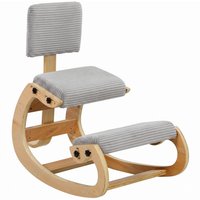 HOMCOM Ergonomischer Kniestuhl mit Rückenlehne, Gepolsterter Wipp-Kniersitz aus Cordvelours, Breite Knierauflage, Orthopädischer Holz-Bürohocker, Haltungskorrek – Ansicht 1