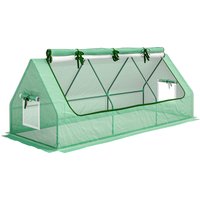 Outsunny Mini Gewächshaus Foliengewächshaus mit Mesh Fenster, UV-beständig, PE Folie, 240 x 90 x 90 cm, perfekt für Garten & Aufzucht Aosom.de – Ansicht 1