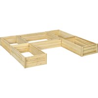 Outsunny Set mit 5 modularen Blumenbeeten aus vorimprägniertem Fichtenholz für den Außenbereich, Abm. 230L x 230B x 28H cm Naturholz Aosom – Ansicht 1