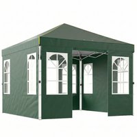 Outsunny Faltpavillon 3x3 m, Pop-up, mit 4 abnehmbaren Seitenteilen, Gartenpavillon mit UPF50+, Zentralverriegelung, höhenverstellbar, Tragetasche, Sandsäcke, P – Ansicht 1
