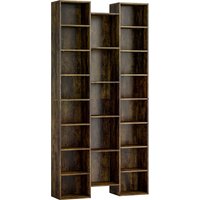 HOMCOM Hochregal 181 cm mit 21 Fächern, schlankes Raumspar-Würfelregal mit 10 verstellbaren Böden, Aufbewahrungsregal, Wohnzimmer, Schlafzimmer, Büro, Rustikabr – Ansicht 1