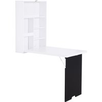 HOMCOM Wandtisch Wandklapptisch Klappschreibtisch mit Tafel Klappbarer Computertisch Esstisch MDF Schwarz+Weiß 60 x 94,5 x 147 cm Aosom – Ansicht 1