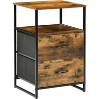 HOMCOM Kommode, Aufbewahrungsschrank mit Faltbaren Stoff-Schubladen, Regal im Industrie-Stil, Beistellschrank für Wohnzimmer, Rustikal-Braun Aosom – Ansicht 1